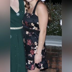 Revolve Black Floral Black Mini Party Dress